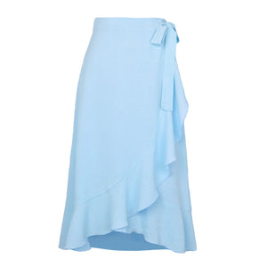 Summer  Self-Tie Dress Irregular Sheath Solid Skirt  Women  Clothing