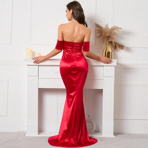 Sexy Tube Top One-Word Card Shoulder Backless Ball Swing Fishtail Dress