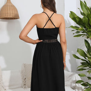 Spring Summer Women Clothing Hollow Criss Cross Out Cutout out V neck Backless Elegant Strap Dress