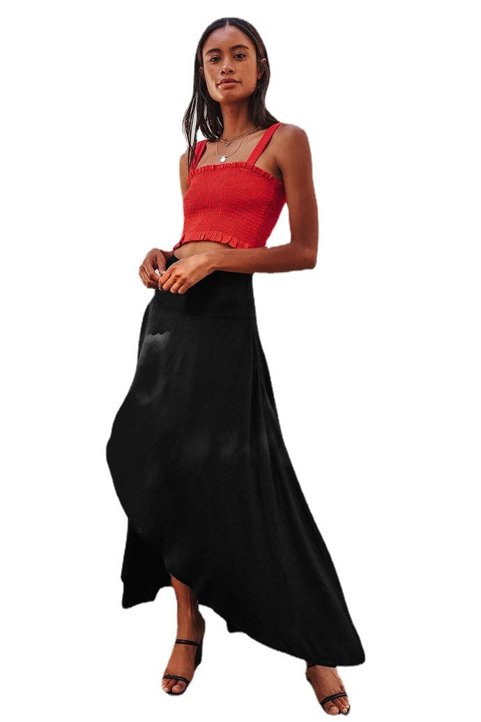 New Summer  Fashion Women Wear Ruffled Irregular Drape Skirt Casual Dress