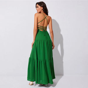 Sundress Women Clothing 2022 New Swing Tight Waist Party Dress Backless Strap Elegant Dress