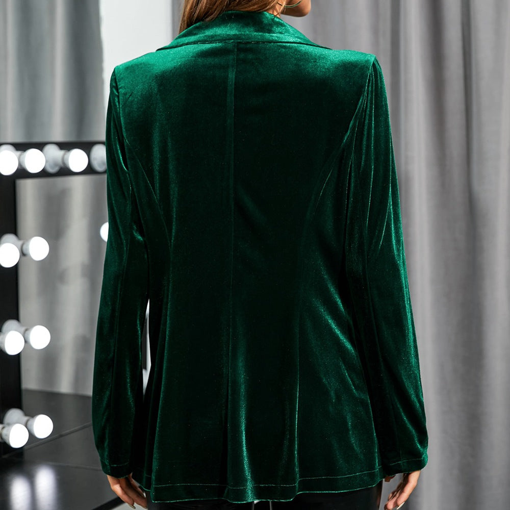 Winter New Green Suit Elegant Elegant Party Party Lady Mid-Length Suit Coat