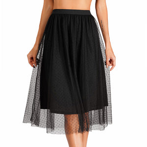 Korean Style Midi Mesh Skirt  Fairy skirt, Black skirt long, Mesh skirt  black