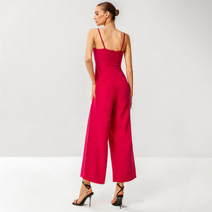 2022 Spring and Summer New  Women Clothing Sexy Suspenders Suit Jumpsuit Nipped Waist Trousers Wide Leg Pants