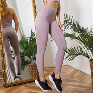 New Yoga Wear Women High Waist Tights  Internet Celebrity Workout Running Seamless Pocket Sexy Sports Pants