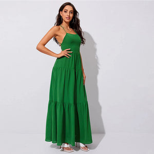 Sundress Women Clothing 2022 New Swing Tight Waist Party Dress Backless Strap Elegant Dress