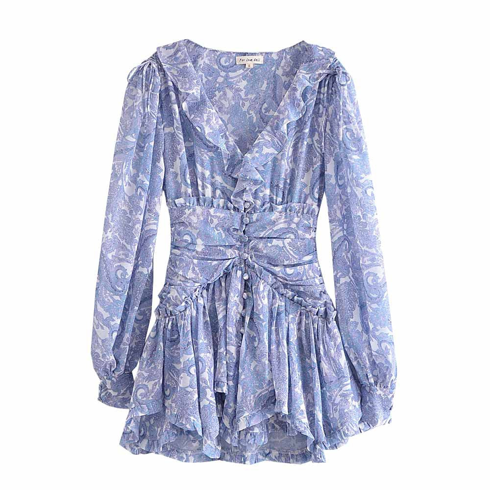 French Retro Fairy Floral Waist Seal Design Special-Interest Design Dress Spring Women  Clothing