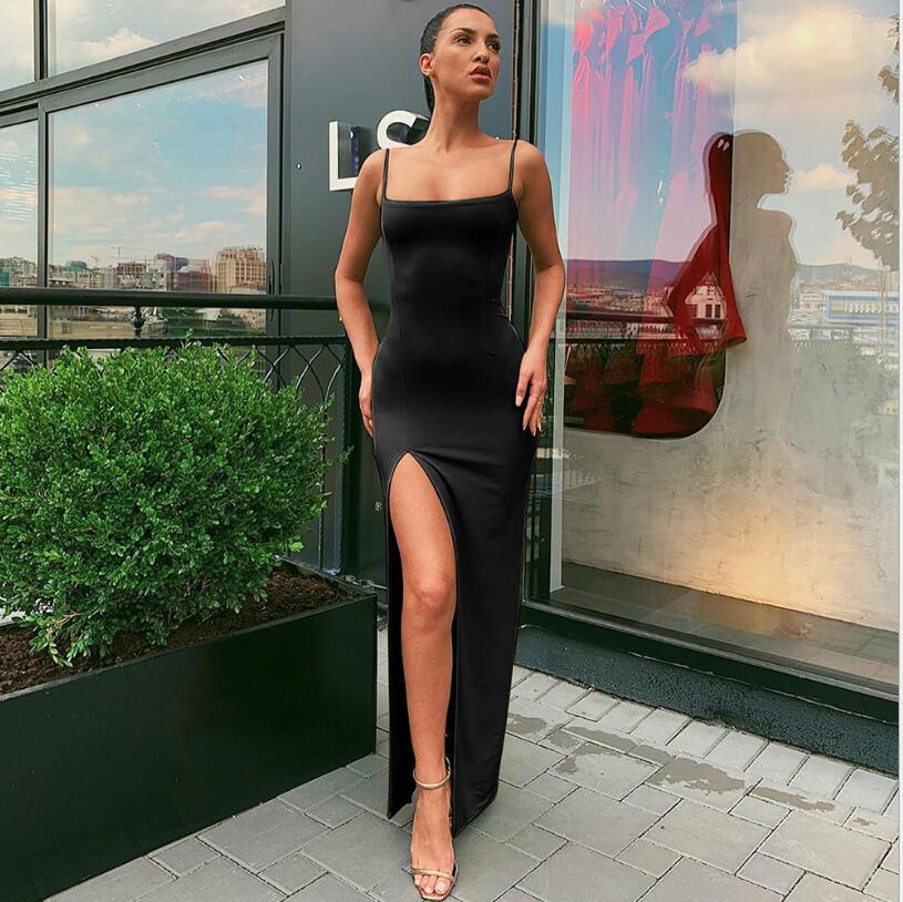 summer tight maxi dresses Summer New Women Strap off-Neck Slim Fit Backless Sexy Slit Dress summer tight maxi dresses Summer New Women Strap off-Neck Slim Fit Backless Sexy Slit Dress