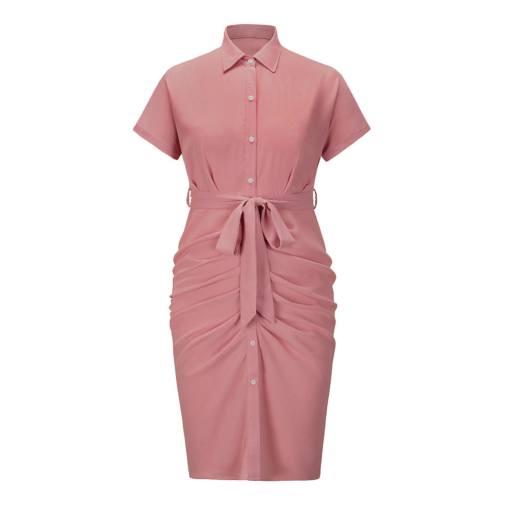 OL Sexy Cardigan Button Shirt Dress Elegant Slim Fit Slimming Dress Spring Summer New M / apricot OL Sexy Cardigan Button Shirt Dress Elegant Slim Fit Slimming Dress Spring Summer New M / apricot