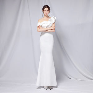 off-Shoulder Banquet Evening Dress Fashion Maxi Party Long Elegant Slim and Sexy Fishtail Dress Formal Gown