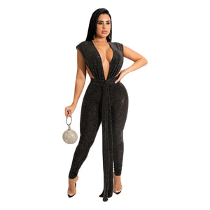 Sequin Tight Lace-up Fashion Sexy Women Jumpsuit