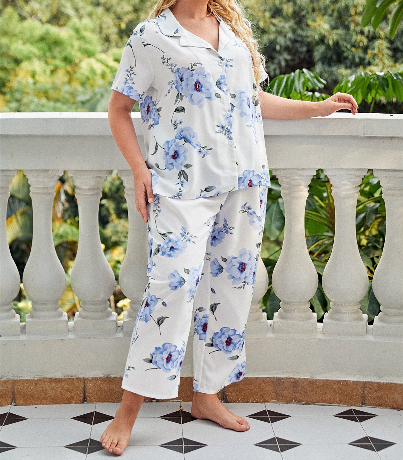 Women Clothing Casual Printing Pajama Homewear Suit