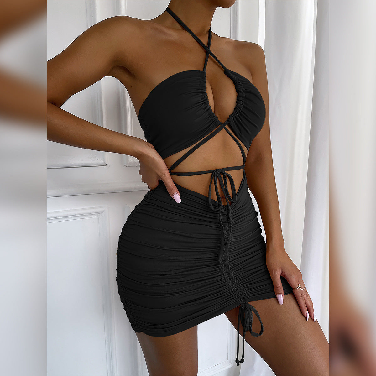 New Women Suspender Dress Summer Sexy Hollow out Strap Ruffle Hip Dres Global Fashions GC New Women Suspender Dress Summer Sexy Hollow out Strap Ruffle Hip Dres Global Fashions GC
