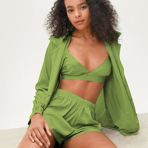 Summer Fashion Cheap Pajamas Three-Piece Set 2022 Thin Ice Silk Sexy Casual Outdoor Ladies Homewear