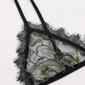 Sexy Lingerie  New Black Lace Sexy Sheer Mesh Embroidered Sexy Sleepwear