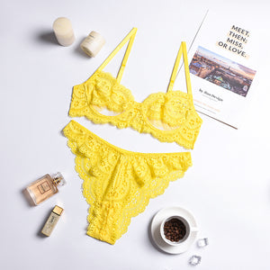 Summer New Women Clothing  Sexy Lace Lace Cutout Sexy Lingerie Set