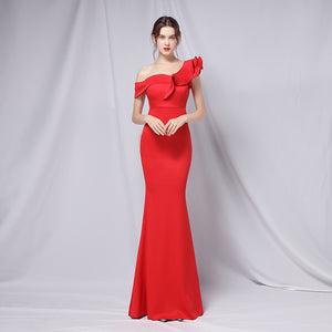 off-Shoulder Banquet Evening Dress Fashion Maxi Party Long Elegant Slim and Sexy Fishtail Dress Formal Gown