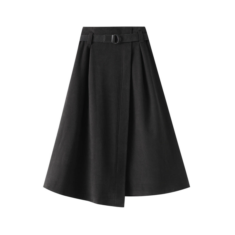 Irregular Skirt for Women New Autumn Korean Style High Waist Slimming Mid-Length A- line Big Hem Dress