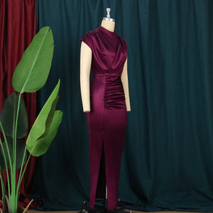 Turtleneck New Maxi Dress Solid Color Dress High Waist Temperament Commuter Red Song Dress Maxi Dresses