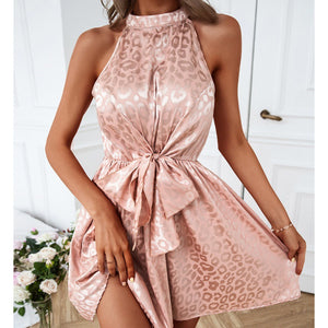 Summer New  Style Fresh Elegance Sleeveless Halter Dress for Women