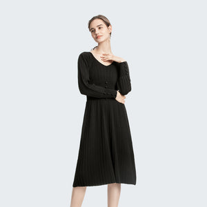 V-neck Waist-Controlled Slimming Base Ride Outer Wear Knitted Dress 2021 New Fried Street Mid-Length Sweater Skirt