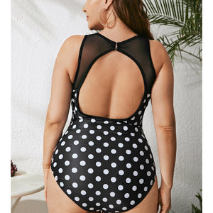 New  plus Size Dress Style Conservative Swimwear  Hot Selling Black White Dots Swimwear