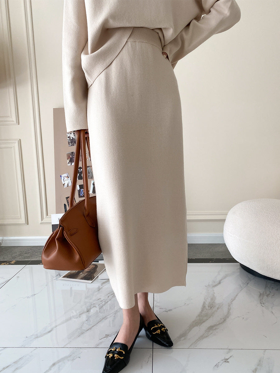 Elegant V-neck Knitwear Skirt Suit Autumn Winter New High-End Young Suit