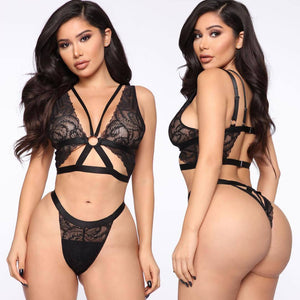 Sexy Lingerie   Women Lace Sexy Three-Point Sheer Mesh Sexy Lingerie Set