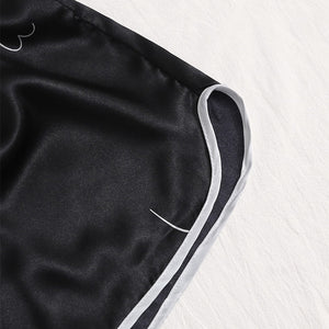 Silk-like Loose Comfortable Pajamas Two-Piece Set Simple Fashion Printed Black Pajamas Casual Homewear Suit