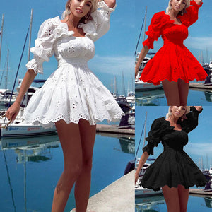 2021 Autumn and Winter New  Women Clothing Solid Color Fashion Mini Dress for Women