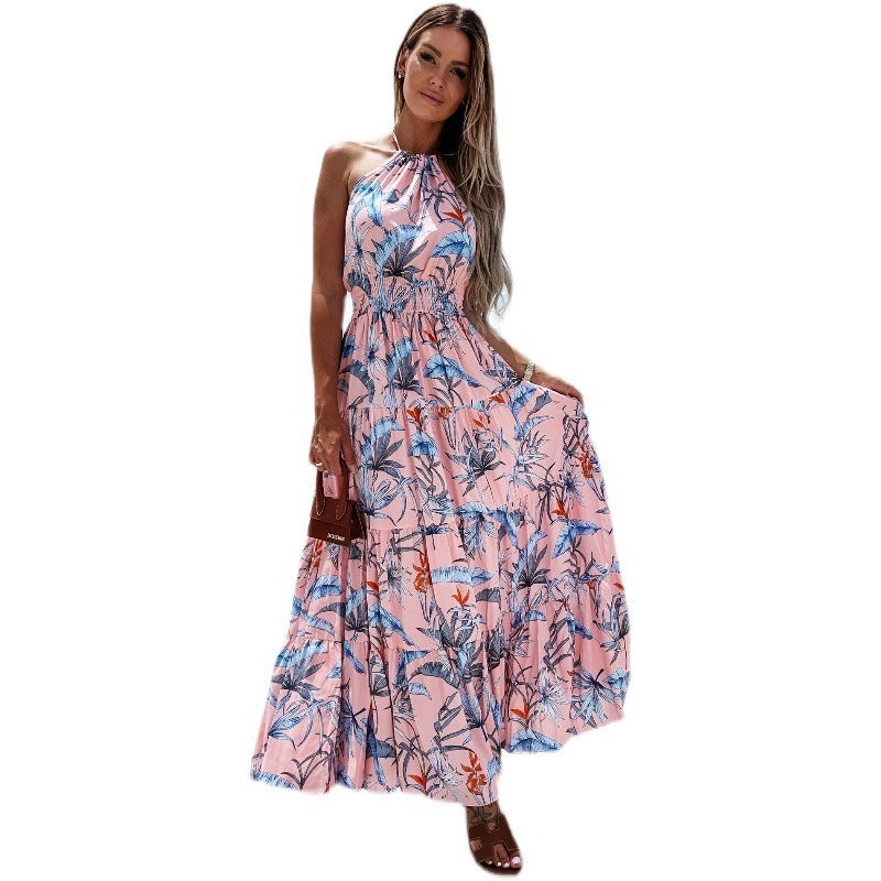 Elegant Sexy Sleeveless Print Dress Women Bohemian Maxi Estampado Floral Vestidos