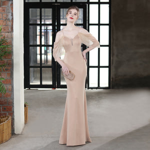 Toast Dress Bride Long Sling Appreciation Dinner Slim-Fit Fishtail Skirt Wedding Car Model Exhibition Dress Formal Gown