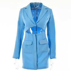 New Arrival Dress Women Sexy  Fake Two-Piece Cardigan Lapel Long Sleeve Suit Skirt