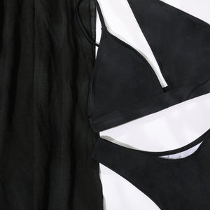 New Black Backless  Three-Piece Sexy Bikini Swimsuit Swimwear Women