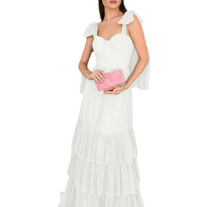 2021   New Wedding Dress Mid-Waist Elegant off-Shoulder Lace-up White Evening Dress