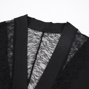 2022 Spring Milk Silk Black Back Lace Sexy Pajamas V-neck 3/4 Sleeves Women Home Nightgown
