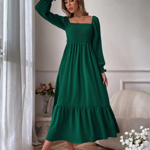 Sexy Dress 2023 Summer Dress Fashion Commuting Style Tight Temperament Commuting Square Neck Long Sleeve Women&#39;s Top Long Dress