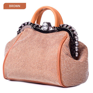 Light Luxury Women Handbag Diamond Rhinestone Clip Evening Bag Solid PU Clutch Bags Purse Bags For Women 2020