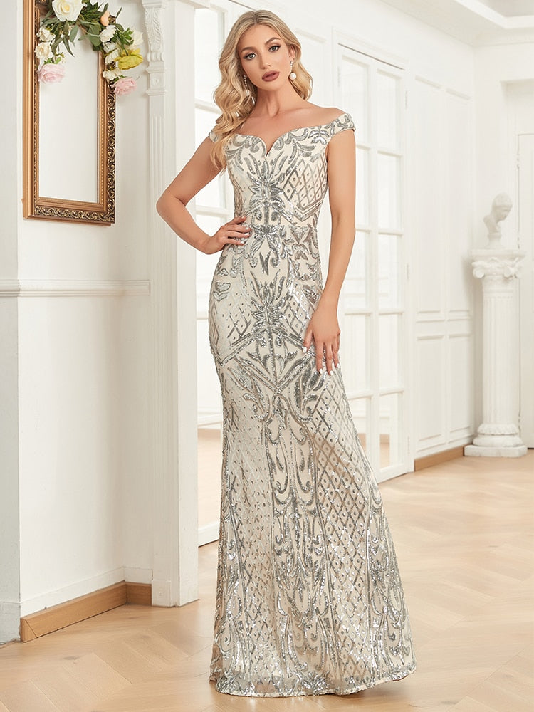 Lucyinlove Elegant V Neck Light Silver Sequin Evening Dress 2023 Women Sleeveless Party Maxi Dress Long Luxury Prom Gown Dresses
