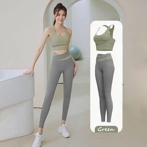 Two Piece Yoga Set Women Sportswear Suit Outfit Gym Leggings With Bra Pants Sports Bra Shorts For Fitness Clothing Workout Set