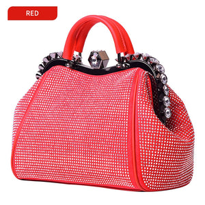 Light Luxury Women Handbag Diamond Rhinestone Clip Evening Bag Solid PU Clutch Bags Purse Bags For Women 2020