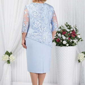2023 Women Plus Size Dress O-neck Midi Loose Dress S-5XL Lady Evening Lace Mesh Sexy Elegant Dress Female Clothing