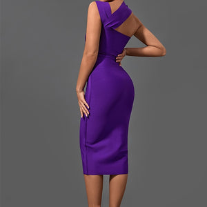 Bandage Dresses for Women 2022 Purple Bodycon Dress Evening Party Elegant Sexy Cut Out Midi Birthday Club Outfit Summer New