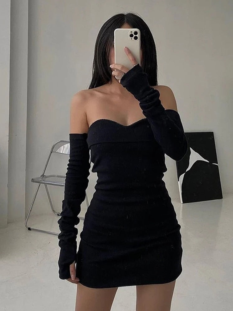 Vintage Gothic Sexy Tube Top Women Dresses Off Shoulder Gloves Streetw Global Fashions GC Vintage Gothic Sexy Tube Top Women Dresses Off Shoulder Gloves Streetw Global Fashions GC