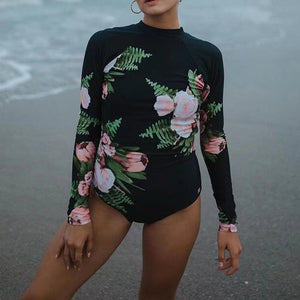 2022 Sexy Surf Rashguard Long Sleeve Swimwear Women One Piece Swimsuit Rash Guard Swim Suit Bathing Suit Beach Wear Bodysuit