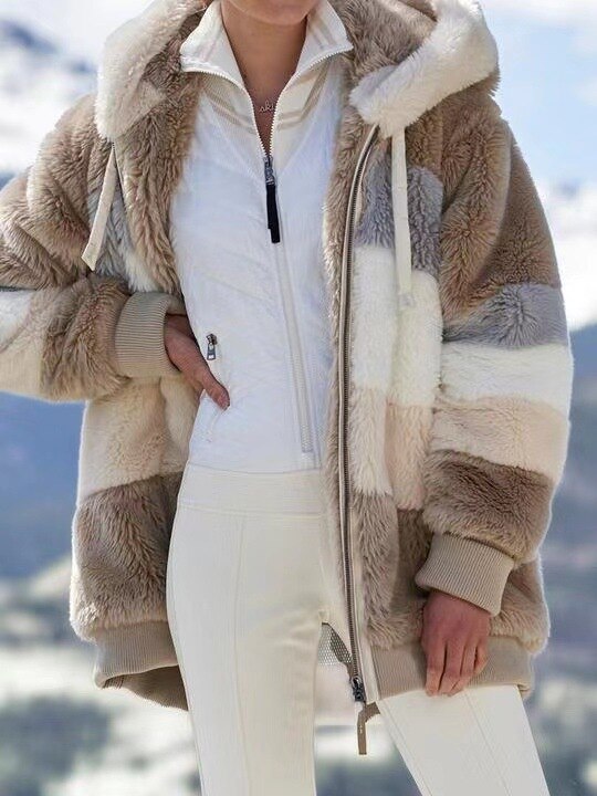 Women&#39;s Spring and Autumn Oversize Long Teddy Bear Coat Warm Thickening Fleece Faux Fur Coat Plush Teddy Coat Women&#39;s Coat Coat