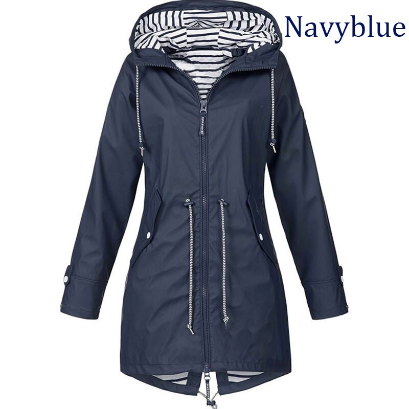 Women Fashion All Seasons Outdoor Waterproof Rain Jacket Casual Loose Plus Size Hooded Windproof Coat Climbing Windbreaker Jacke