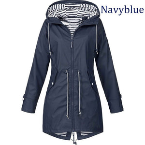 Women Fashion All Seasons Outdoor Waterproof Rain Jacket Casual Loose Plus Size Hooded Windproof Coat Climbing Windbreaker Jacke