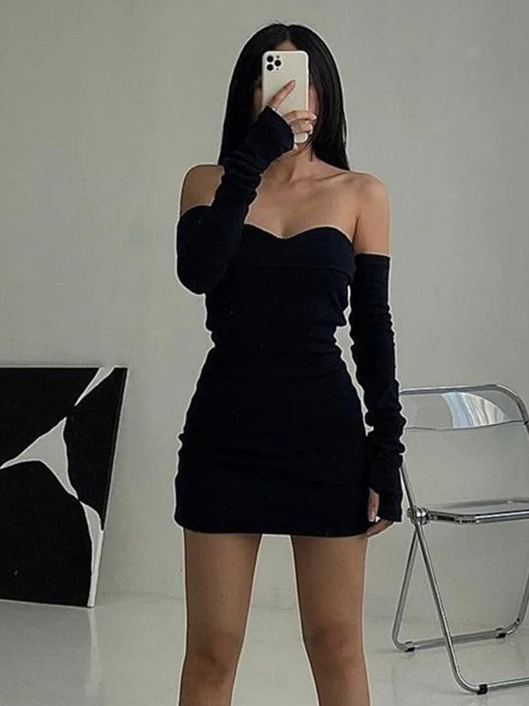 Vintage Gothic Sexy Tube Top Women Dresses Off Shoulder Gloves Streetw Global Fashions GC Vintage Gothic Sexy Tube Top Women Dresses Off Shoulder Gloves Streetw Global Fashions GC