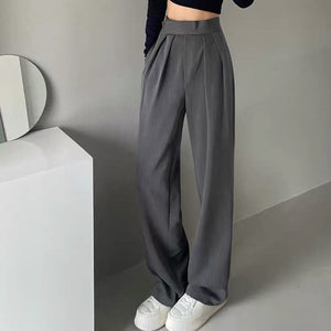 MINGLIUSILI Oversize Wide Leg Pants Spring 2022 Womens Fashion Korean Style High Waist Trousers Solid Color Casual Pants